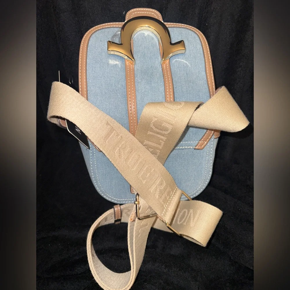 True Religion Denim and Tan Crossbody Bag